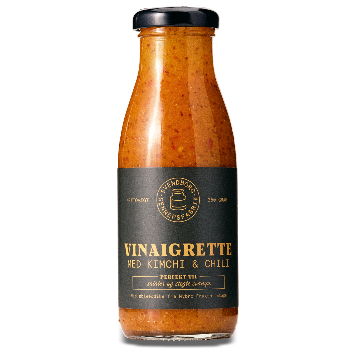 Vinaigrette med kimchi og chili i glas fra Svendborg Sennepsfabrik